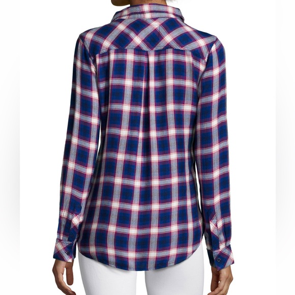 RAILS Hunter Plaid Cobalt Ruby Shirt Americana Red White Blue Button Front - Picture 7 of 15